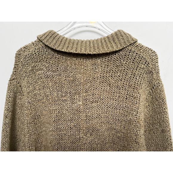 Vintage 90s Max Studio Longline Tan Knitted Cardigan L - Picture 5 of 8